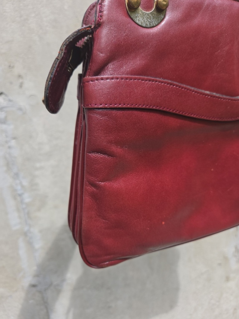 Vintage 70s Etienne Aigner Oxblood Leather Shoulder Bag Organizer Purse - Picture 12 of 16
